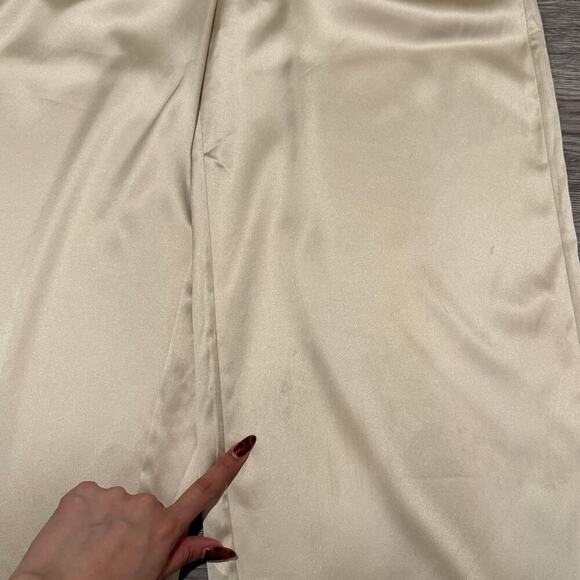 House of Harlow Satin Champagne Gold Wide Leg Pants Women M Office Career Chic - Picture 4 of 9
